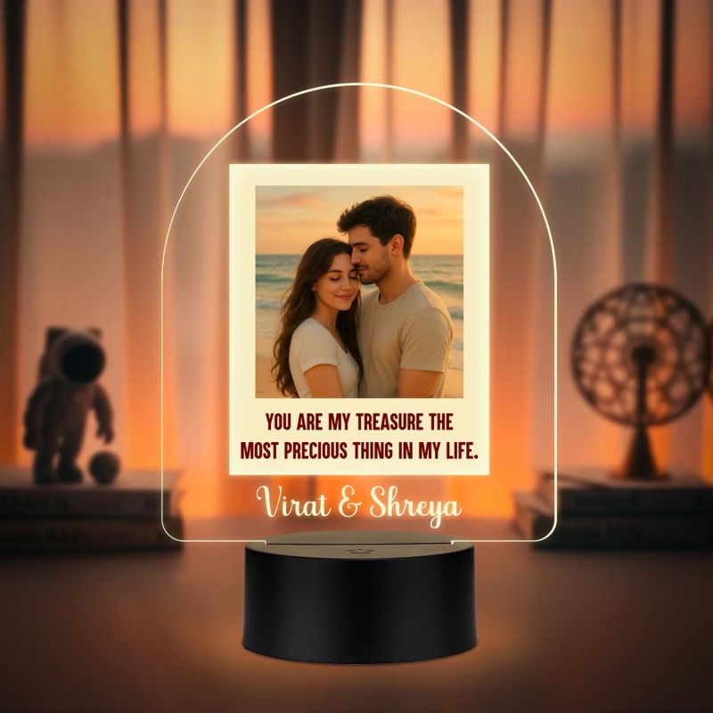 Personalized Couple LED Photo Lamp with Warm White Light Anniversary Gift for Couples, Husband, Wife, Wedding, Birthday, Valentine's Day Memorable Gift